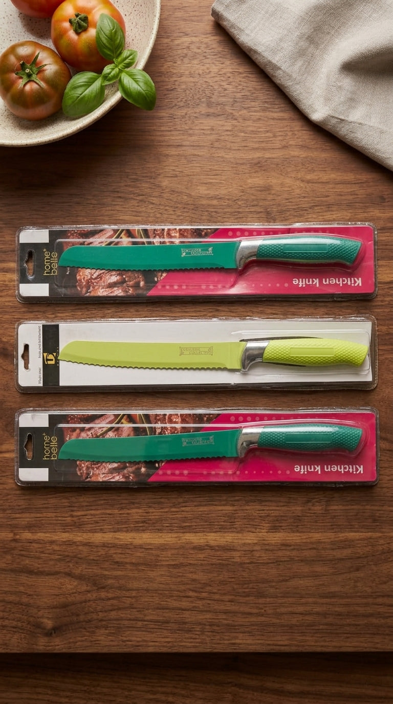Premium Stainless Steel Serrated Bread Knife with Ergonomic Grips