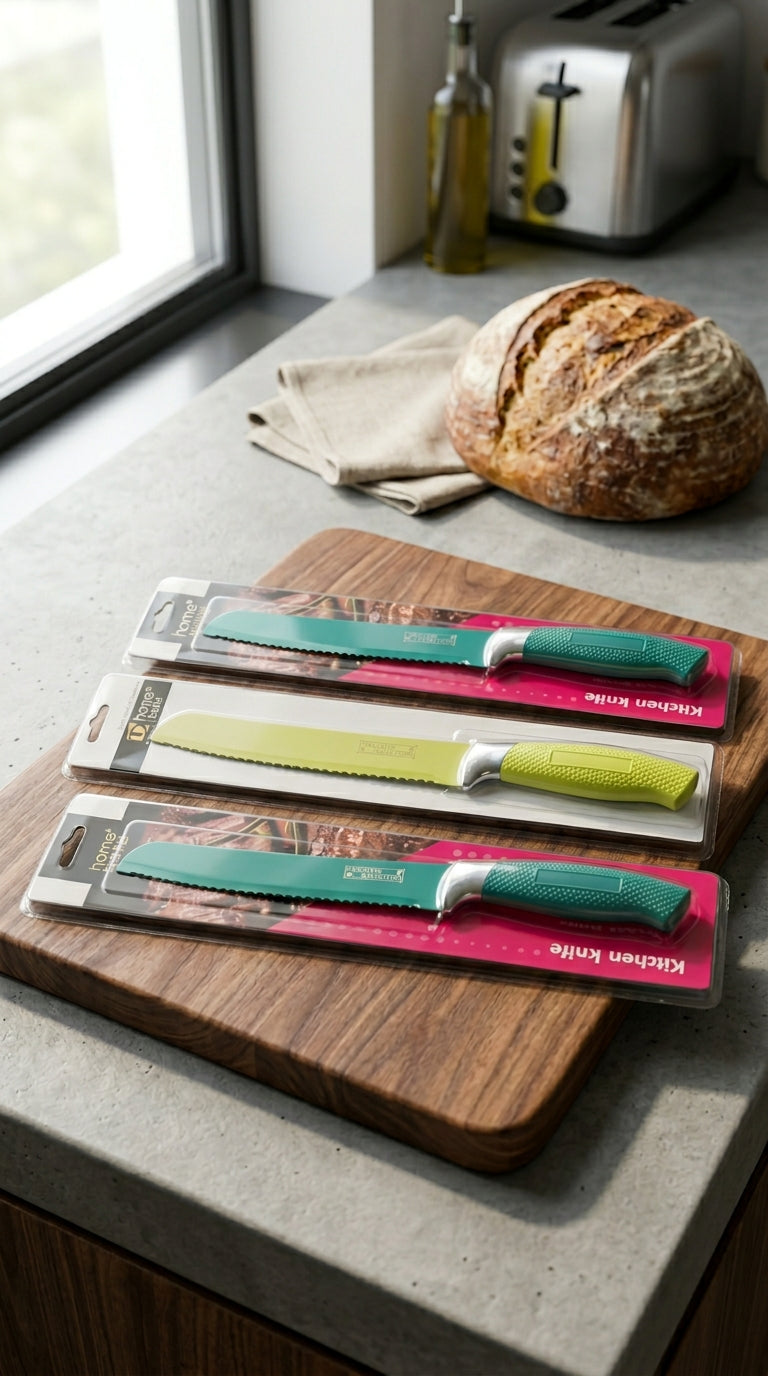 Premium Stainless Steel Serrated Bread Knife with Ergonomic Grips
