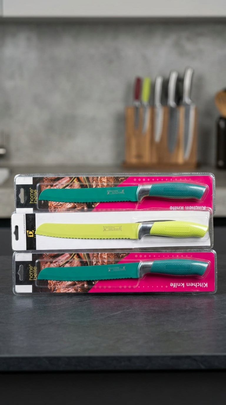 Premium Stainless Steel Serrated Bread Knife with Ergonomic Grips