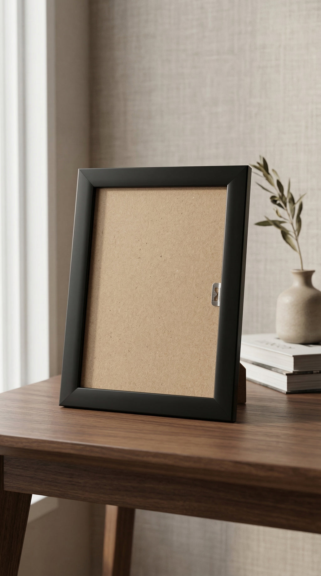 Modern Black Wood Grain Finish 4x6 Photo Frame for Desktop Decor