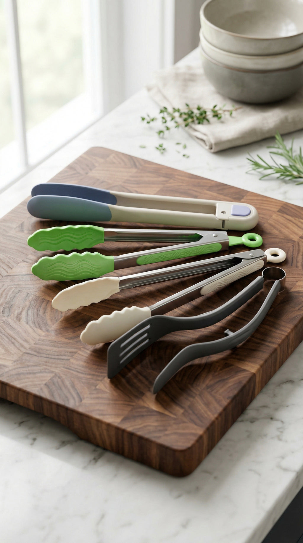 4-Piece Multi-Functional Silicone and Stainless Steel Kitchen Tongs Set