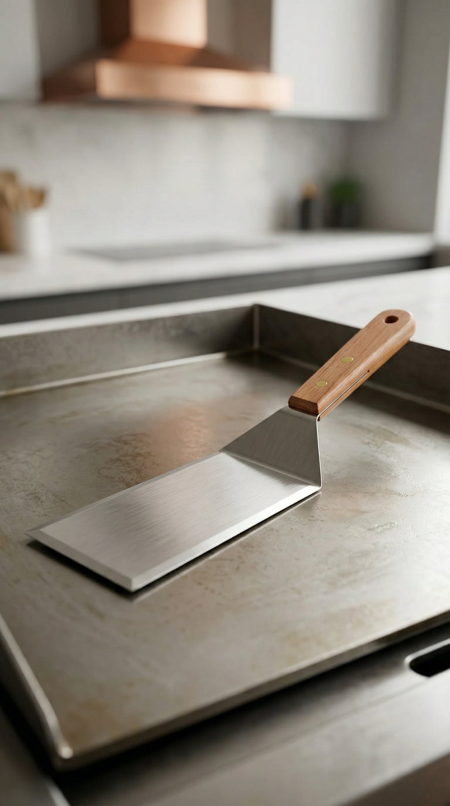 Professional Stainless Steel Heavy Duty Griddle Spatula with Ergonomic Wood Handle
