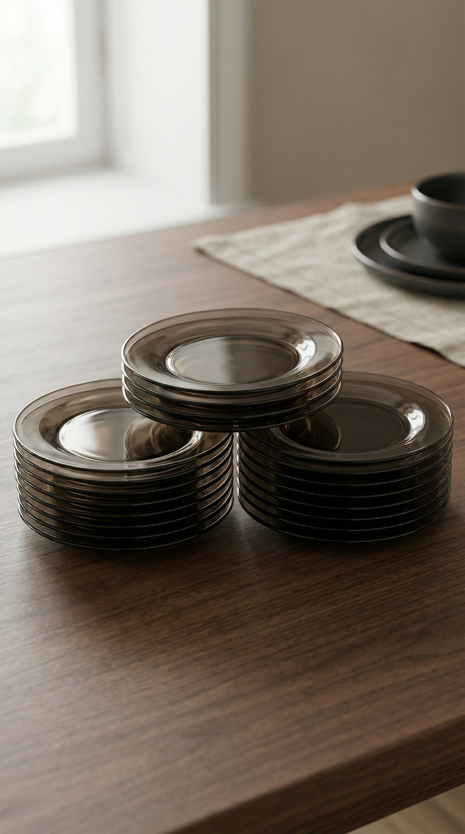 Set of 20 Premium Smoked Amber Glass Side Plates for Modern Dining
