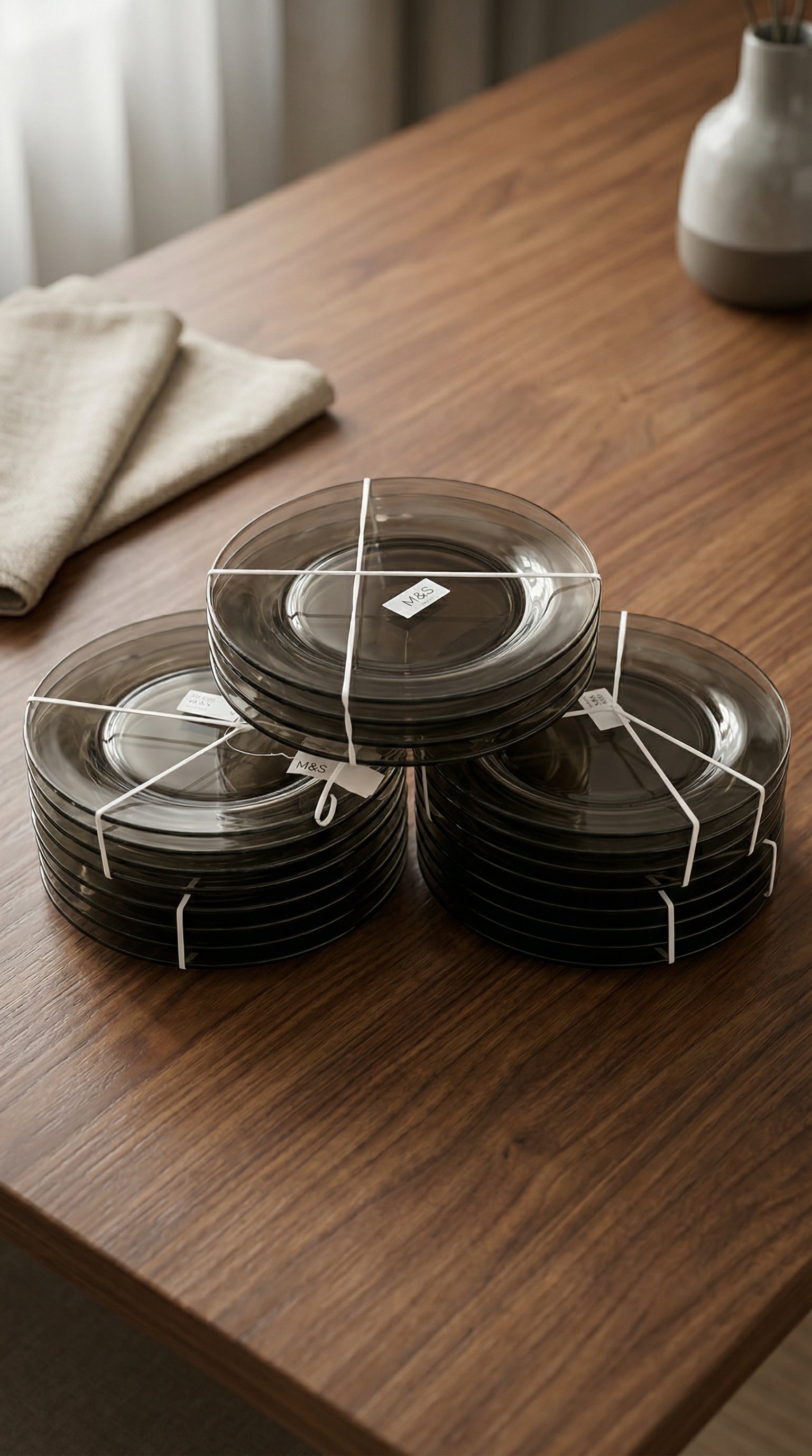 Set of 20 Premium Smoked Amber Glass Side Plates for Modern Dining