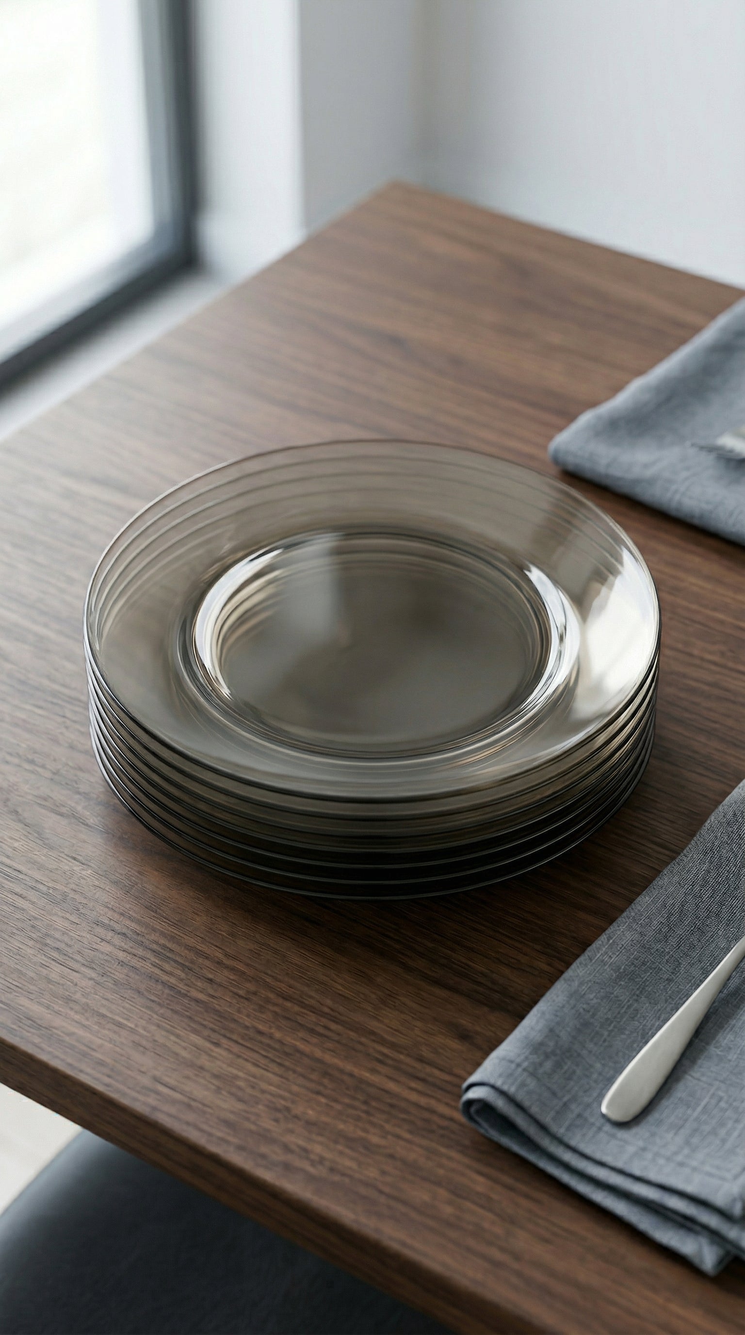 Set of 20 Premium Smoked Amber Glass Side Plates for Modern Dining