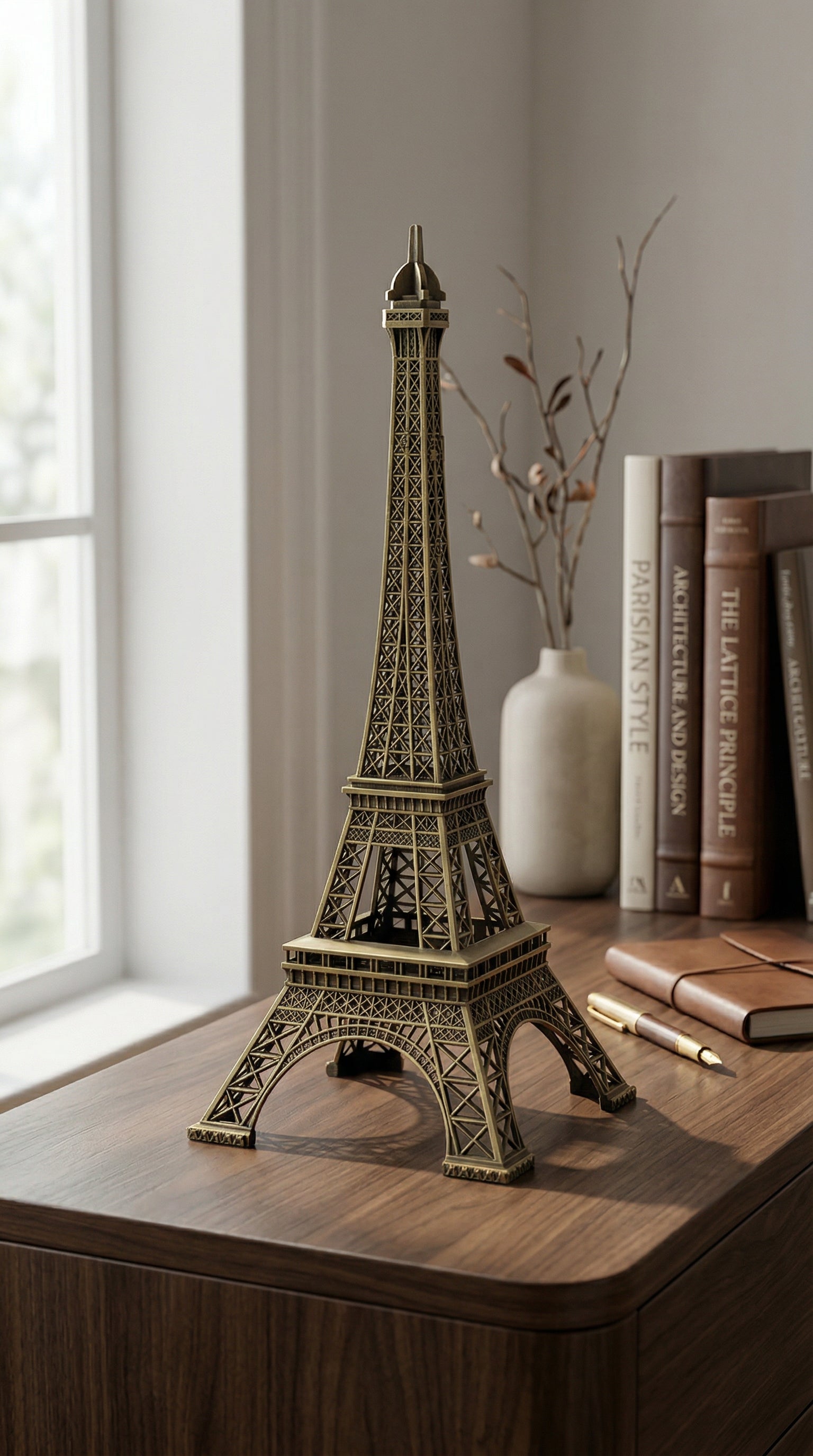 Vintage Bronze Eiffel Tower Miniature Statue for Home and Office Decor