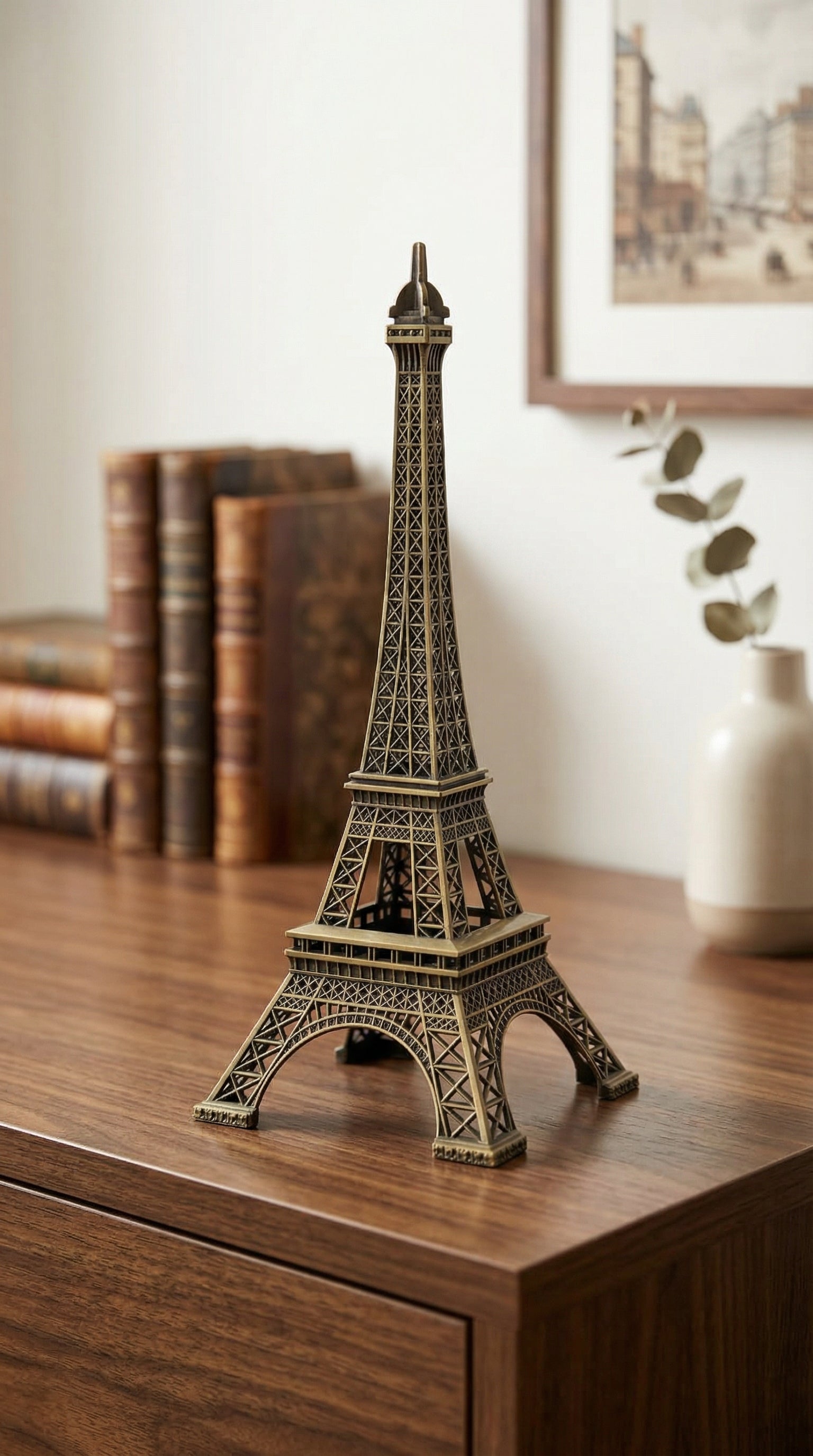 Vintage Bronze Eiffel Tower Miniature Statue for Home and Office Decor