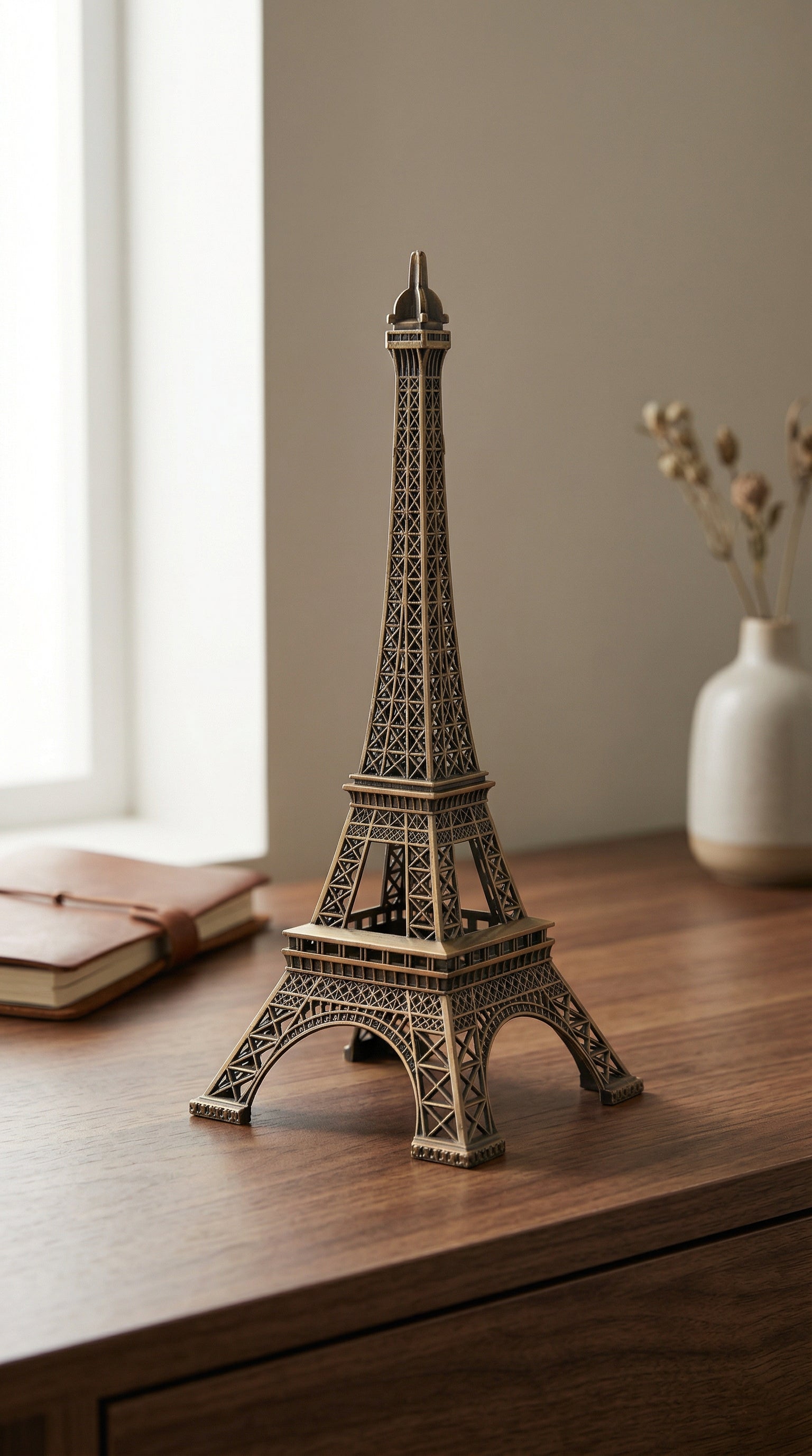 Vintage Bronze Eiffel Tower Miniature Statue for Home and Office Decor