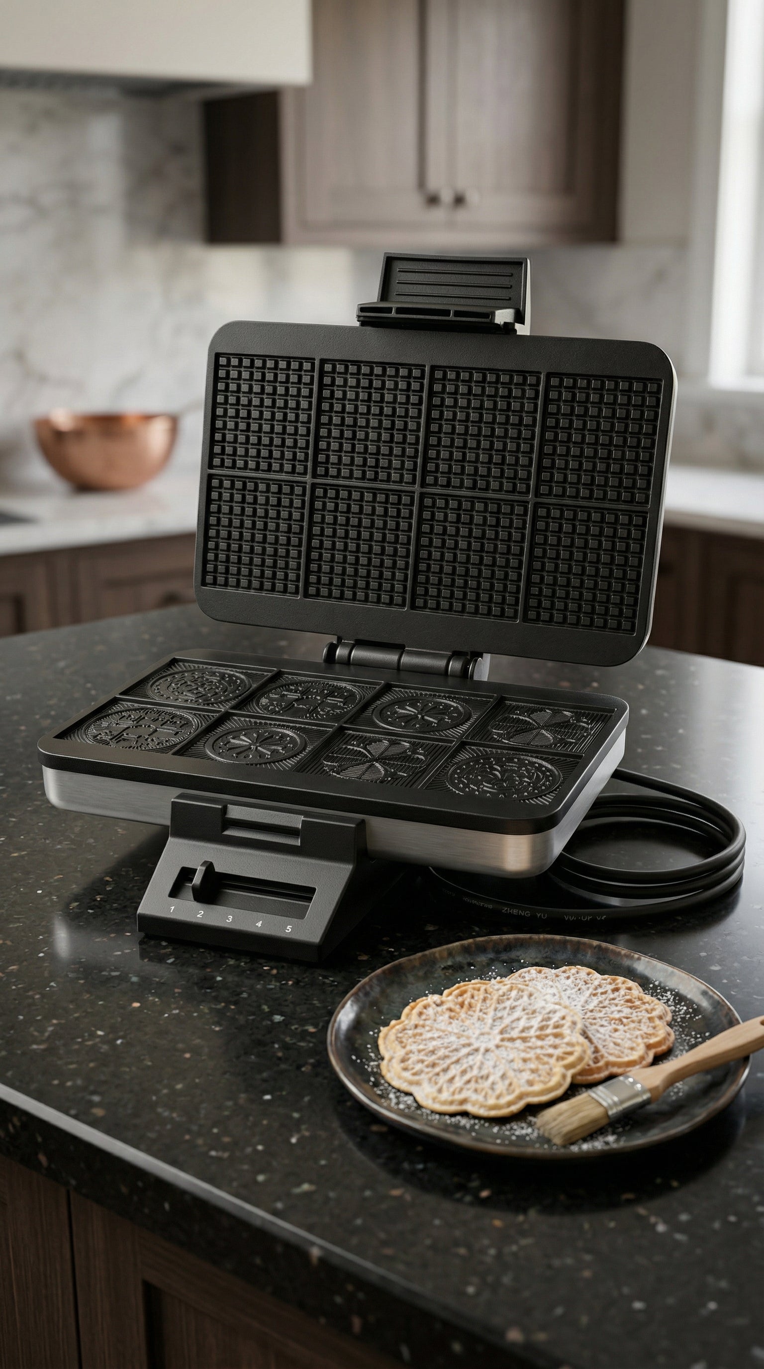 Premium 8-Slot Non-Stick Electric Pizzelle Maker and Specialty Waffle Iron