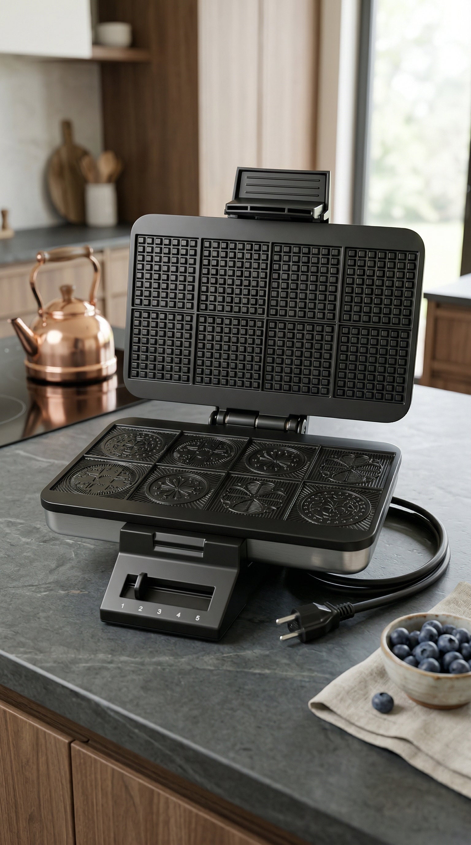 Premium 8-Slot Non-Stick Electric Pizzelle Maker and Specialty Waffle Iron