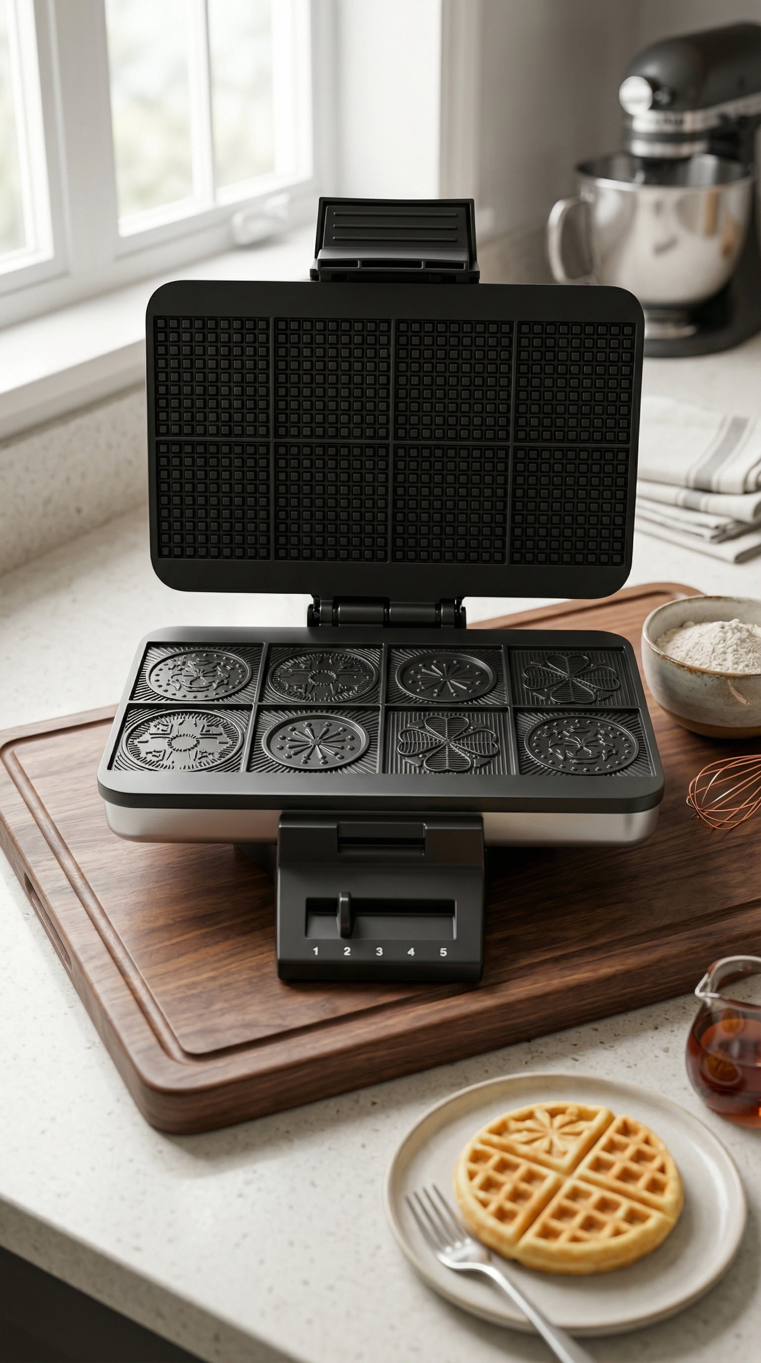 Premium 8-Slot Non-Stick Electric Pizzelle Maker and Specialty Waffle Iron