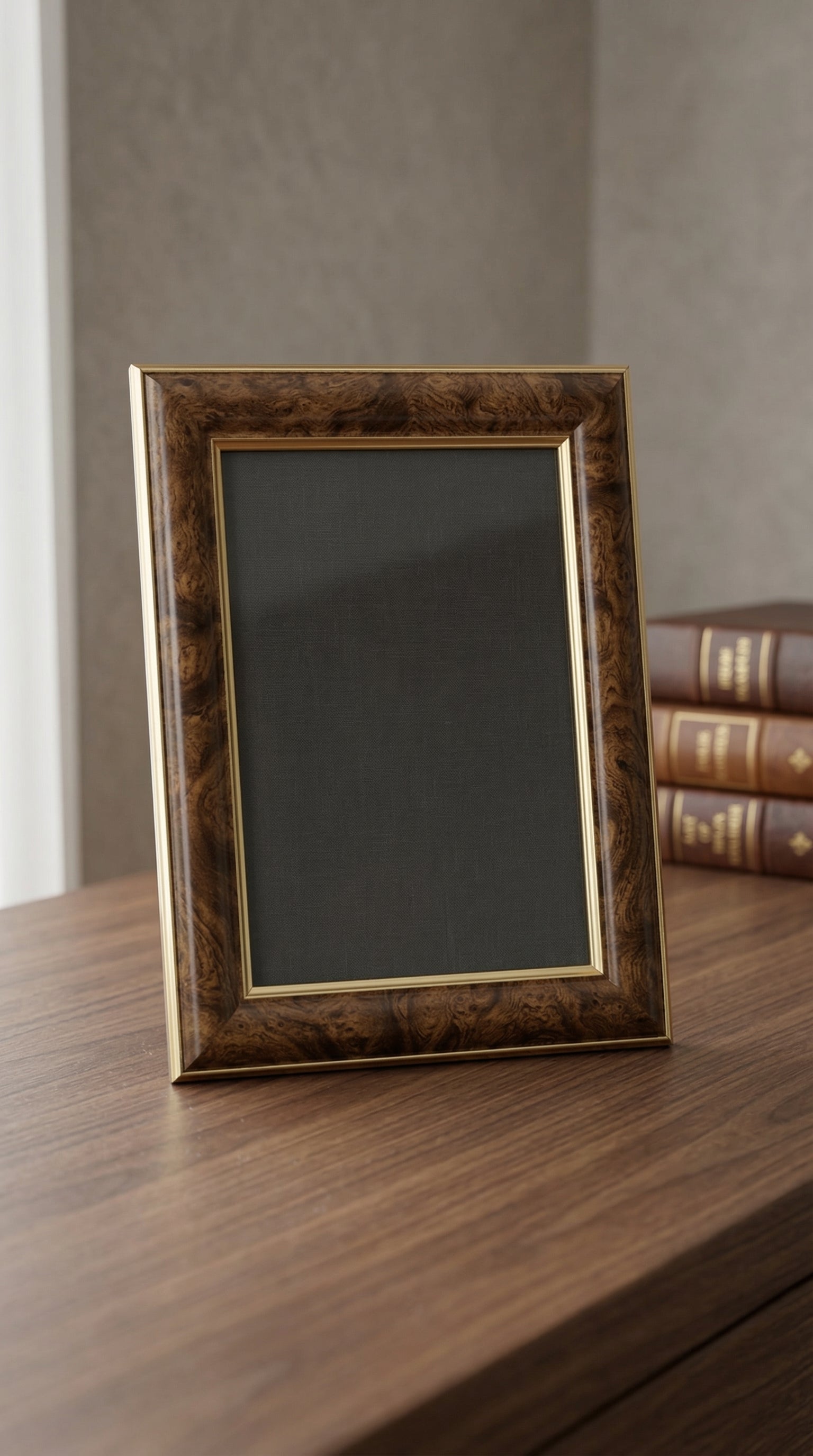 Premium Burl Wood Grain Finish Decorative Tabletop Photo Frame