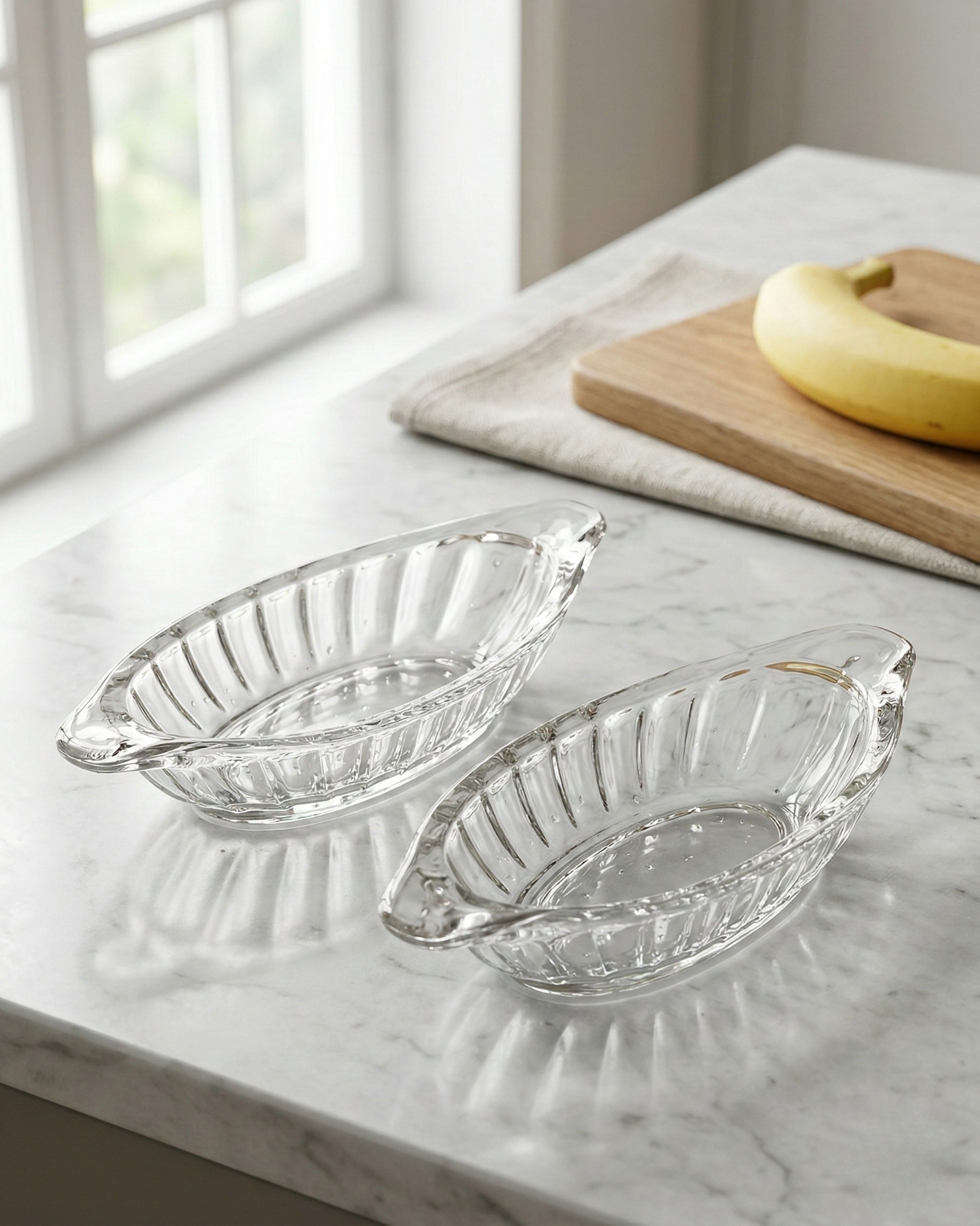 Premium Glass Banana Split Boat Bowls for Dessert and Ice Cream Set of 2