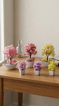 Set of 6 Artificial Bonsai Mini Plants with Decorative Ceramic Pots